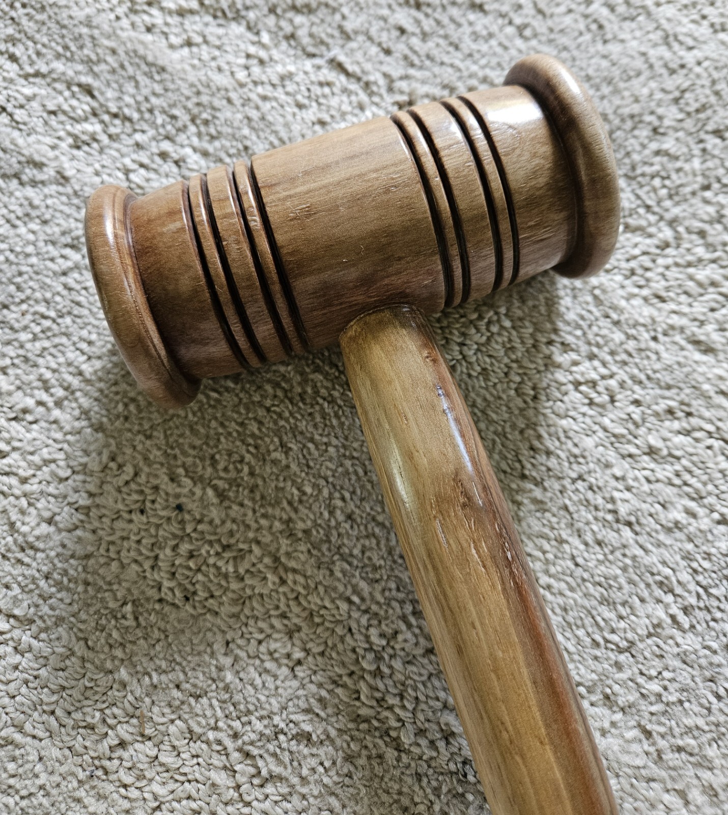 Original Hand Made Judge Court Gavel Round Ends Ridged Handke Well Made Clear