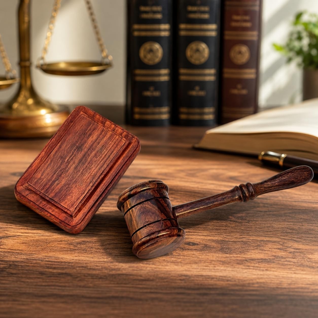 Handcrafted Wooden Gavel & Sound Block Set – Premium Quality for Courtroom, Meet