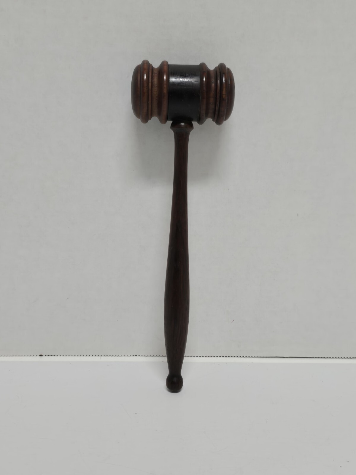 Vintage Med Wooden Judges Gavel Auction Hammer Mallet Round Tip 8.25″