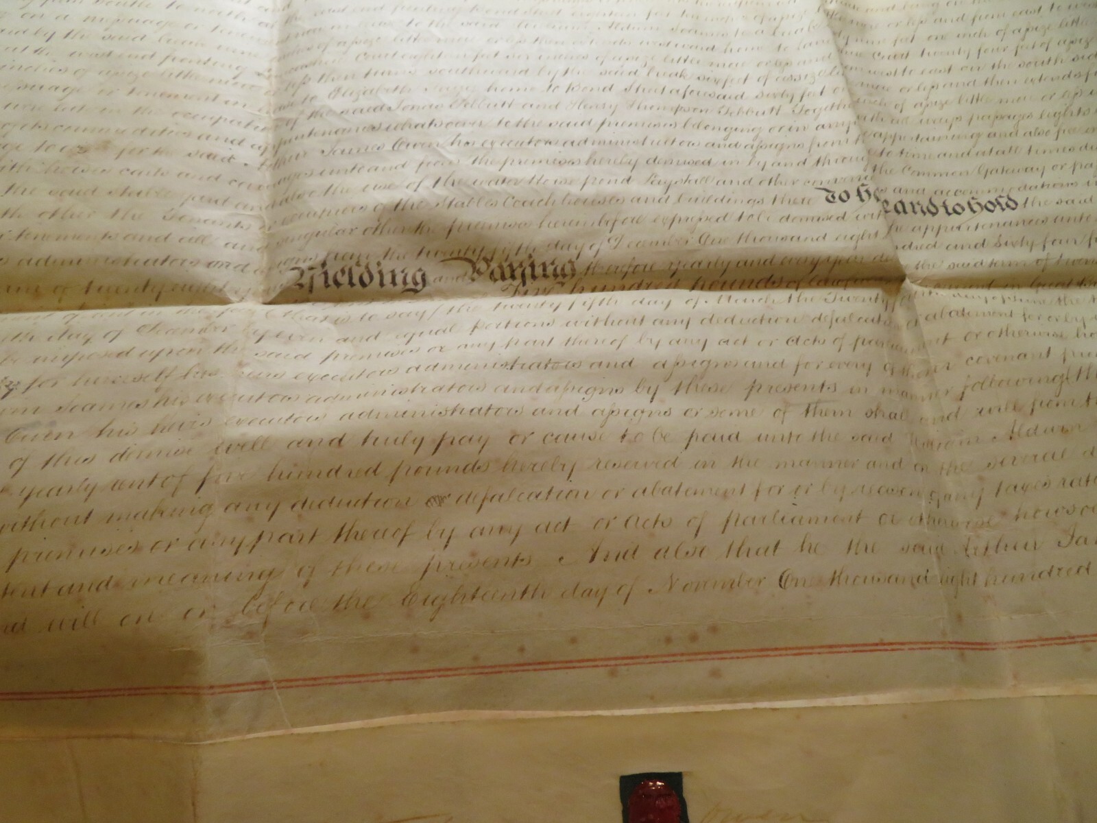 GREAT BRITAIN 1865 LARGE INDENTURE DOCUMENT WITH TAX STAMP OTHER WAX STAMP