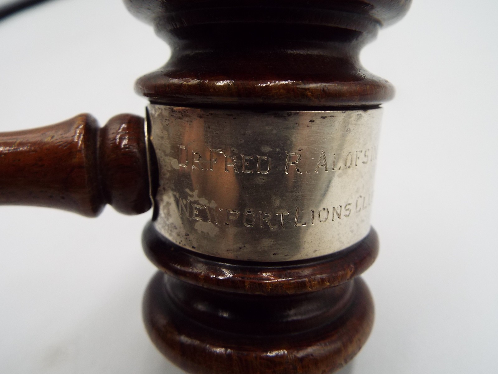 LOINS CLUB Dr. Fred R. Alofsin President 1957-1958 Newport Rhode Island gavel