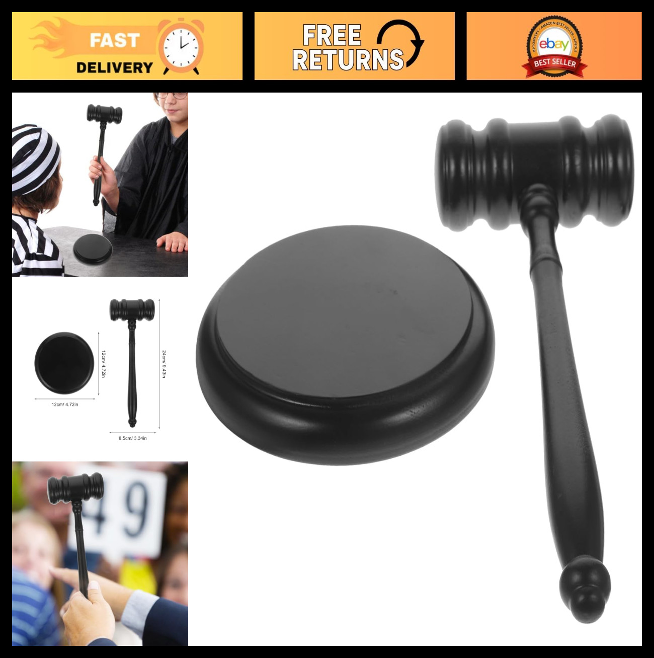 Mini Wooden Gavel & Block Set – Judge Court Hammer Costume Prop for Meetings & P