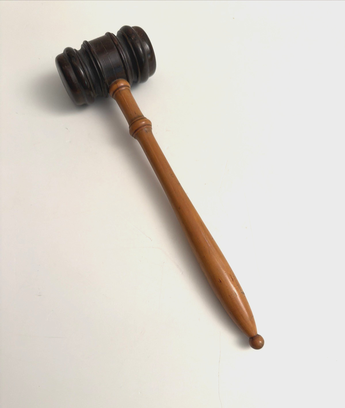 Vintage Turned 2-Tone Hardwood Wooden Gavel Especially Nice! Order in the Court!
