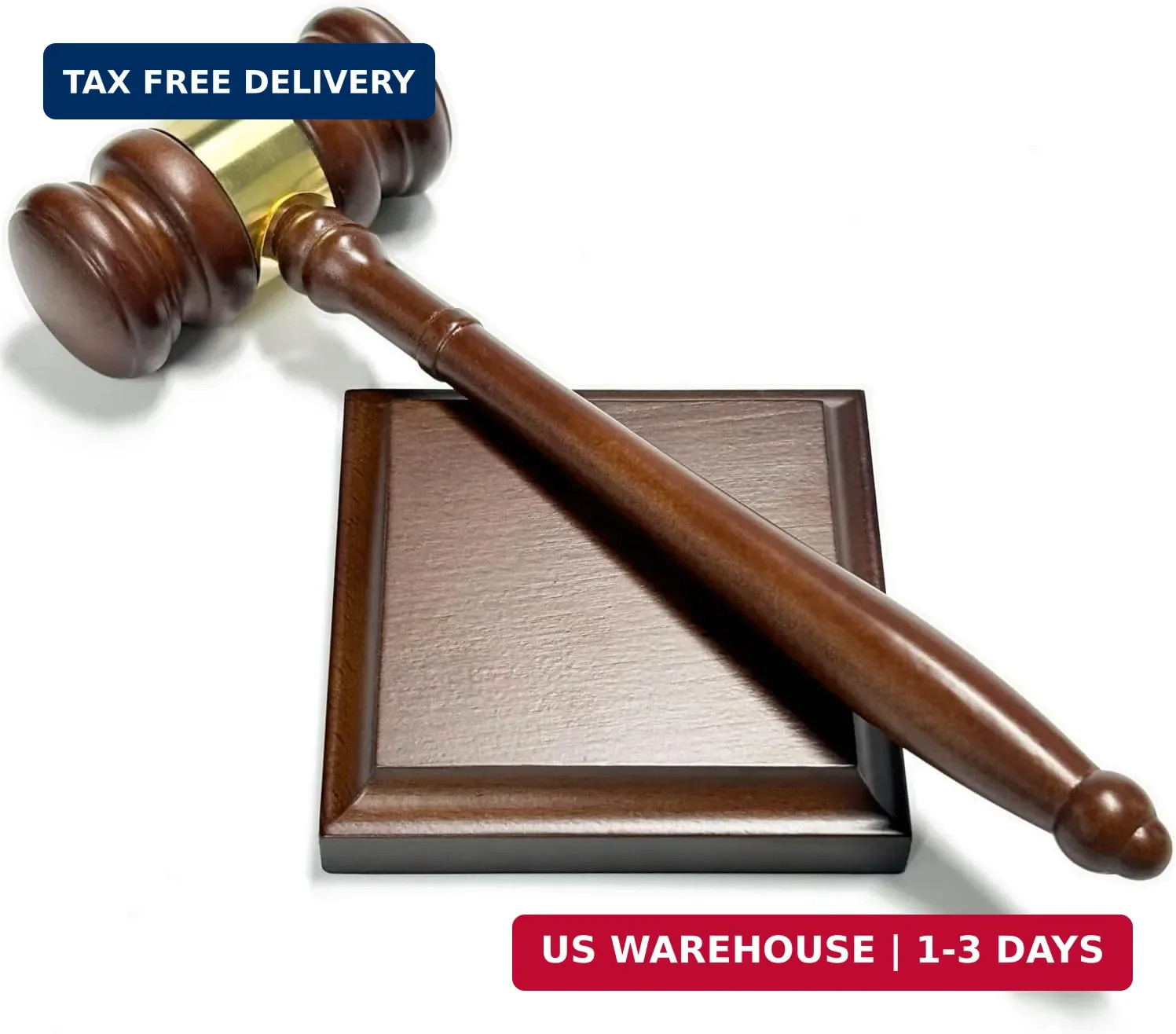 Perfect Desk Accessory, Wooden Gavel and Sound Block Set for Lawyers, Judges, Ch