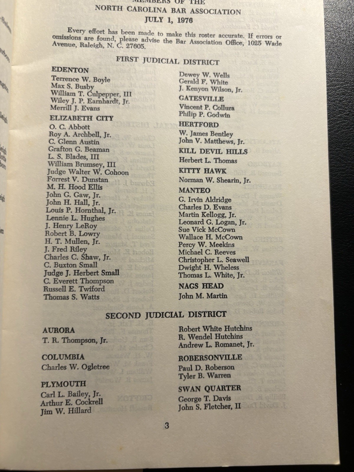 North Carolina Bar Assn Directories 1969 1970 1976 Genealogy Lawyers