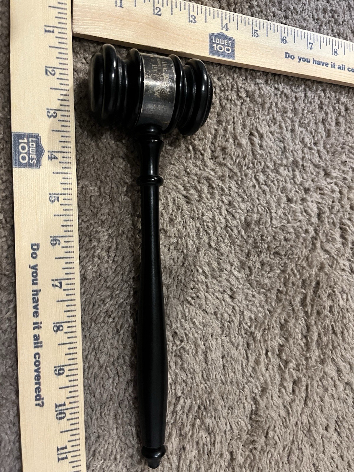 Vintage Wooden Judge Gavel w/ Engraved Metal Band & Box Court Legal Decor