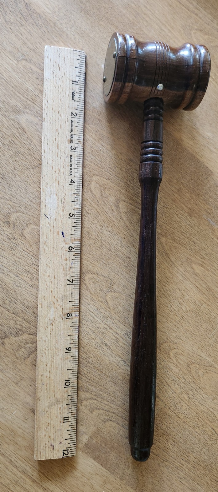 Vintage 12″ Hand Crafted Turned Wooden Gavel 2 Toned Head – FREE SHIPPING