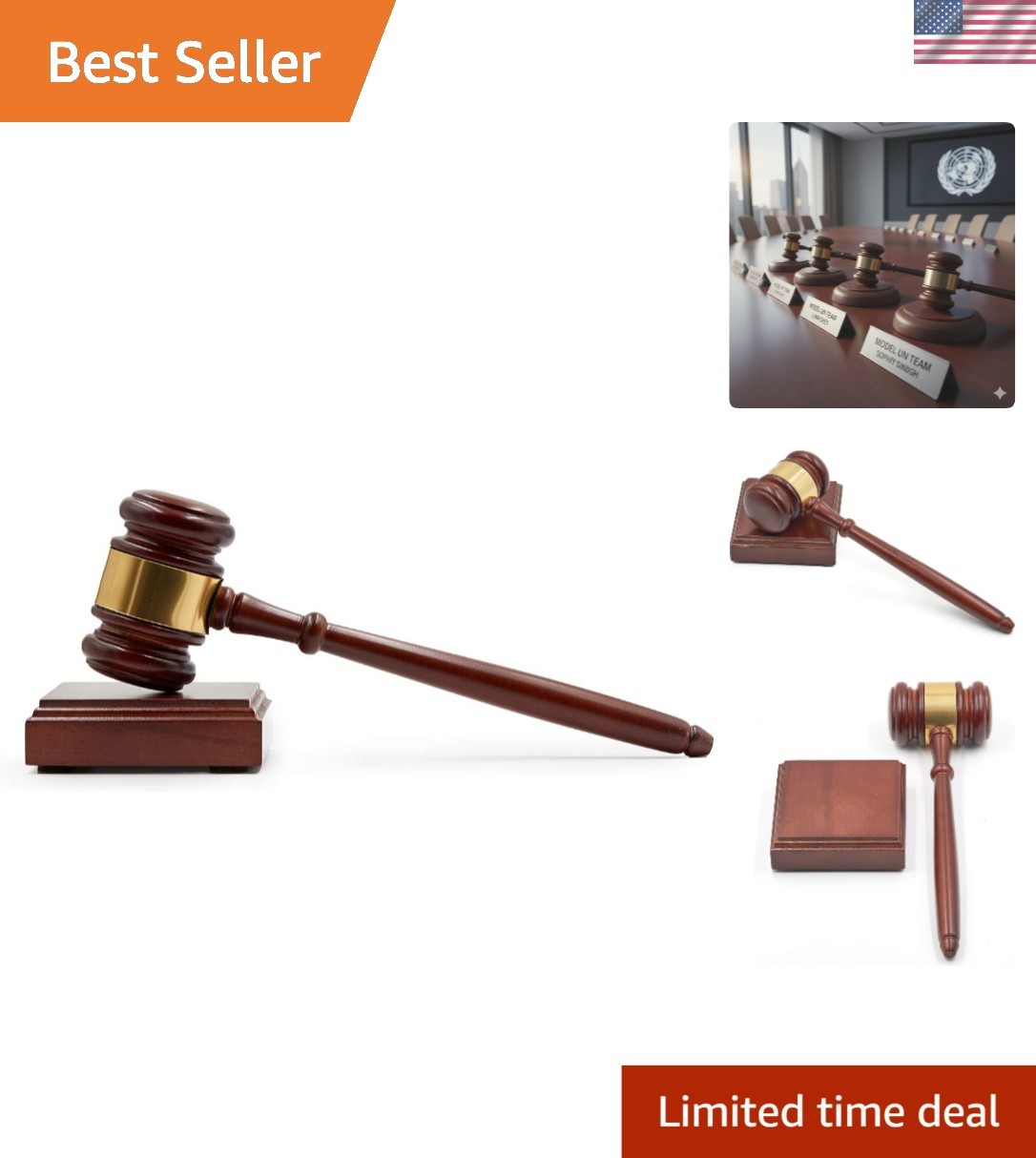 High-Quality Wooden Gavel with Sound Block – Perfect for Legal Ceremonies