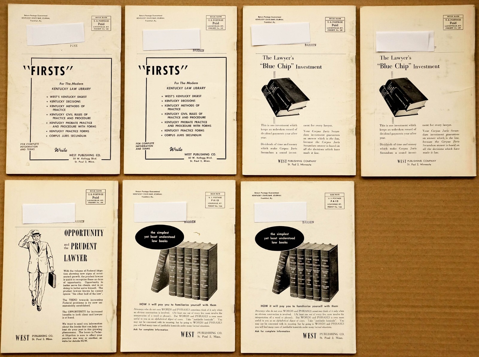 7 Vintage Kentucky State Bar Journal Lot, 1961-1963, Ky. State Bar Association