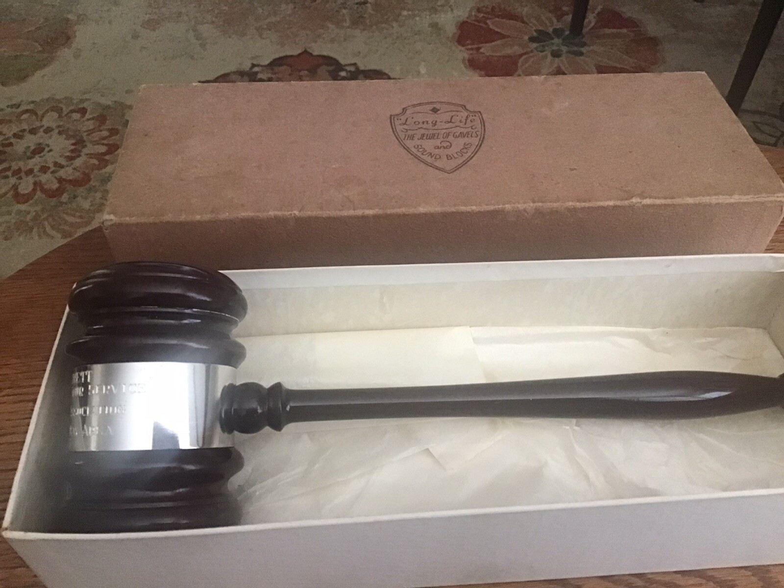 vintage sterling wooden gavel (marked 1952 and 1953 And Other Markings….)