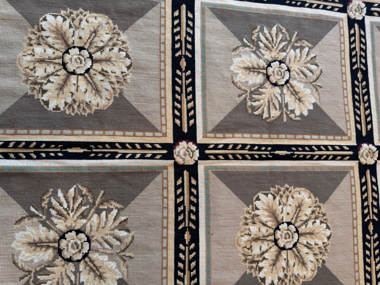 RARE Vtg Needlepoint Rug US SUPREME COURT Ceiling Inspiration 34.5 x 58 Inches