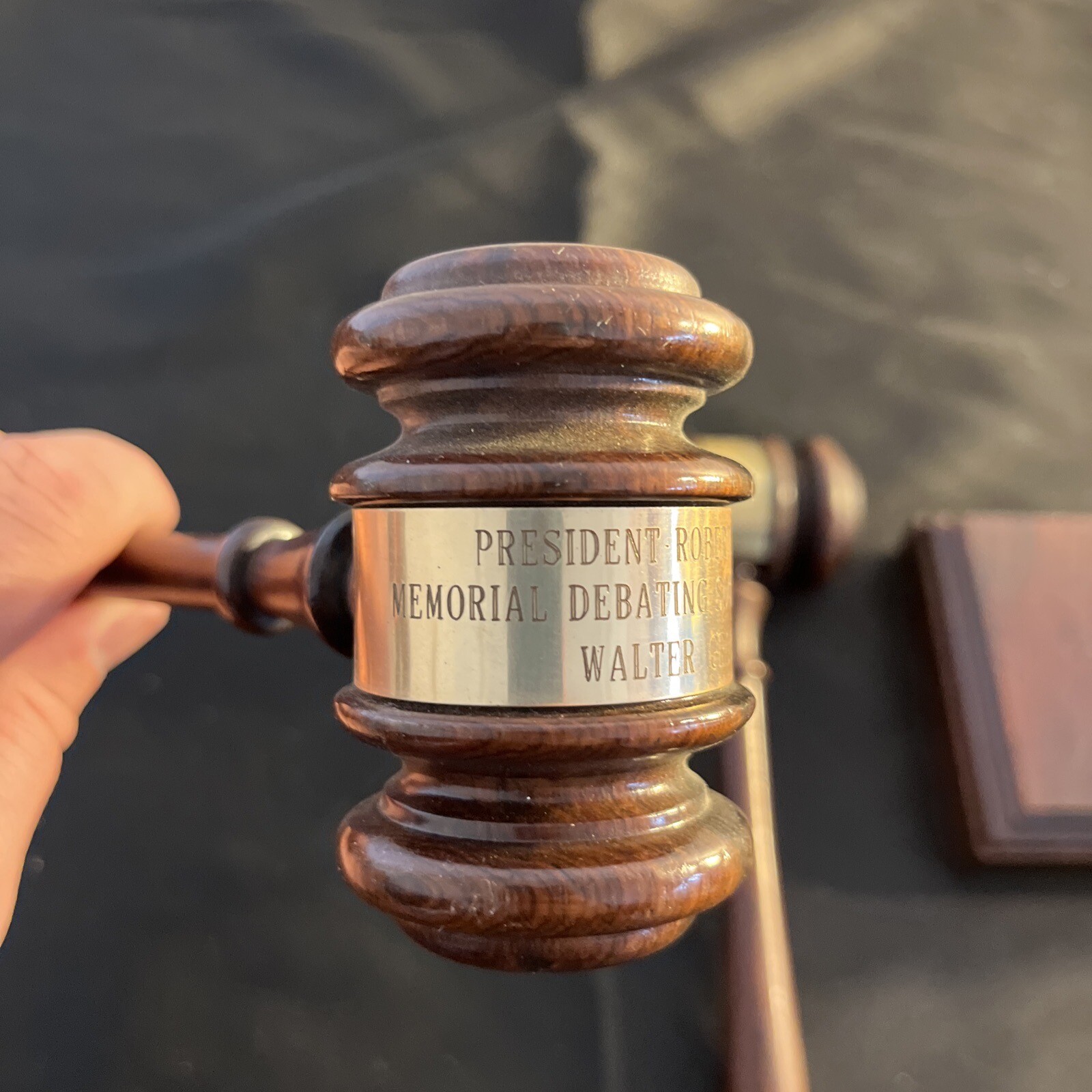 Pair Vintage Debate Team 1960s Wooden Authentic Gavel 10.5” With Base