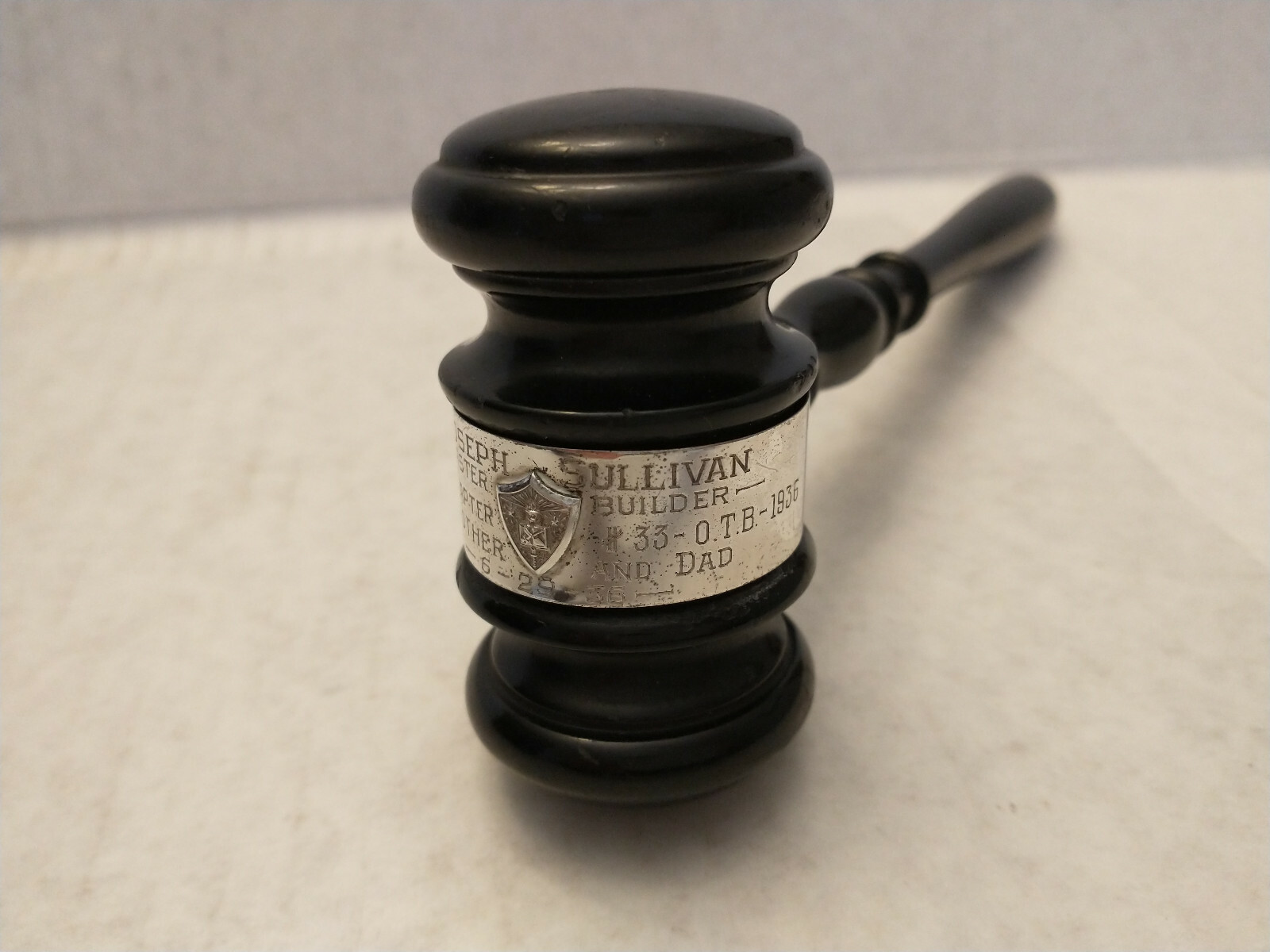 Ogden Park Chapter Vintage Gavel Joseph Sullivan Master Builder #33 O.T.B. 1936