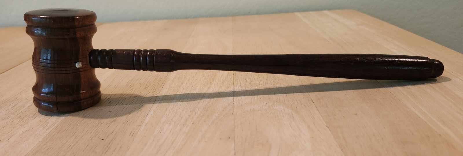Vintage 12″ Hand Crafted Turned Wooden Gavel 2 Toned Head – FREE SHIPPING