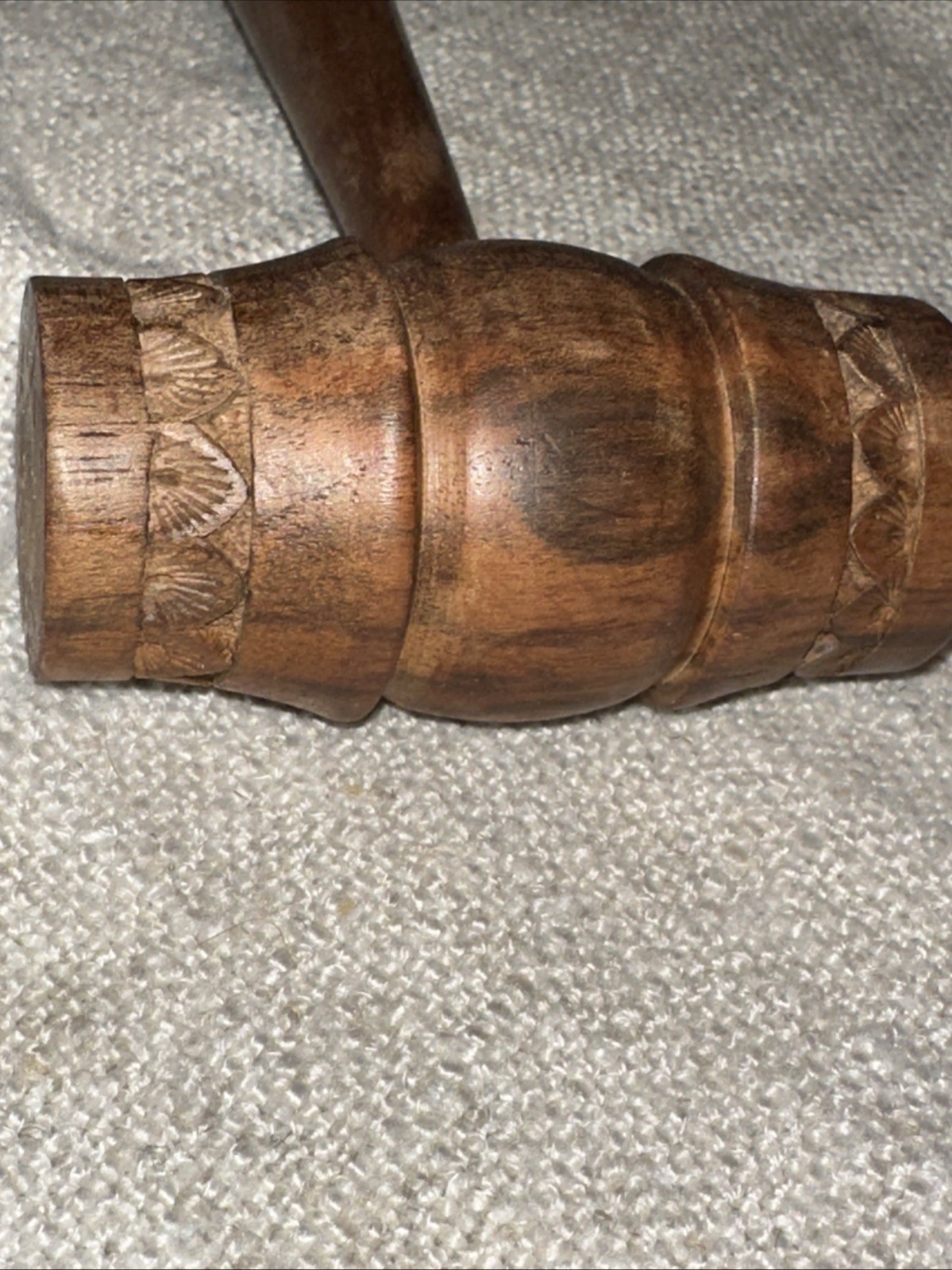 Vintage Decorative Wooden Mallet Hand Turned Carved Barrel Form Gavel
