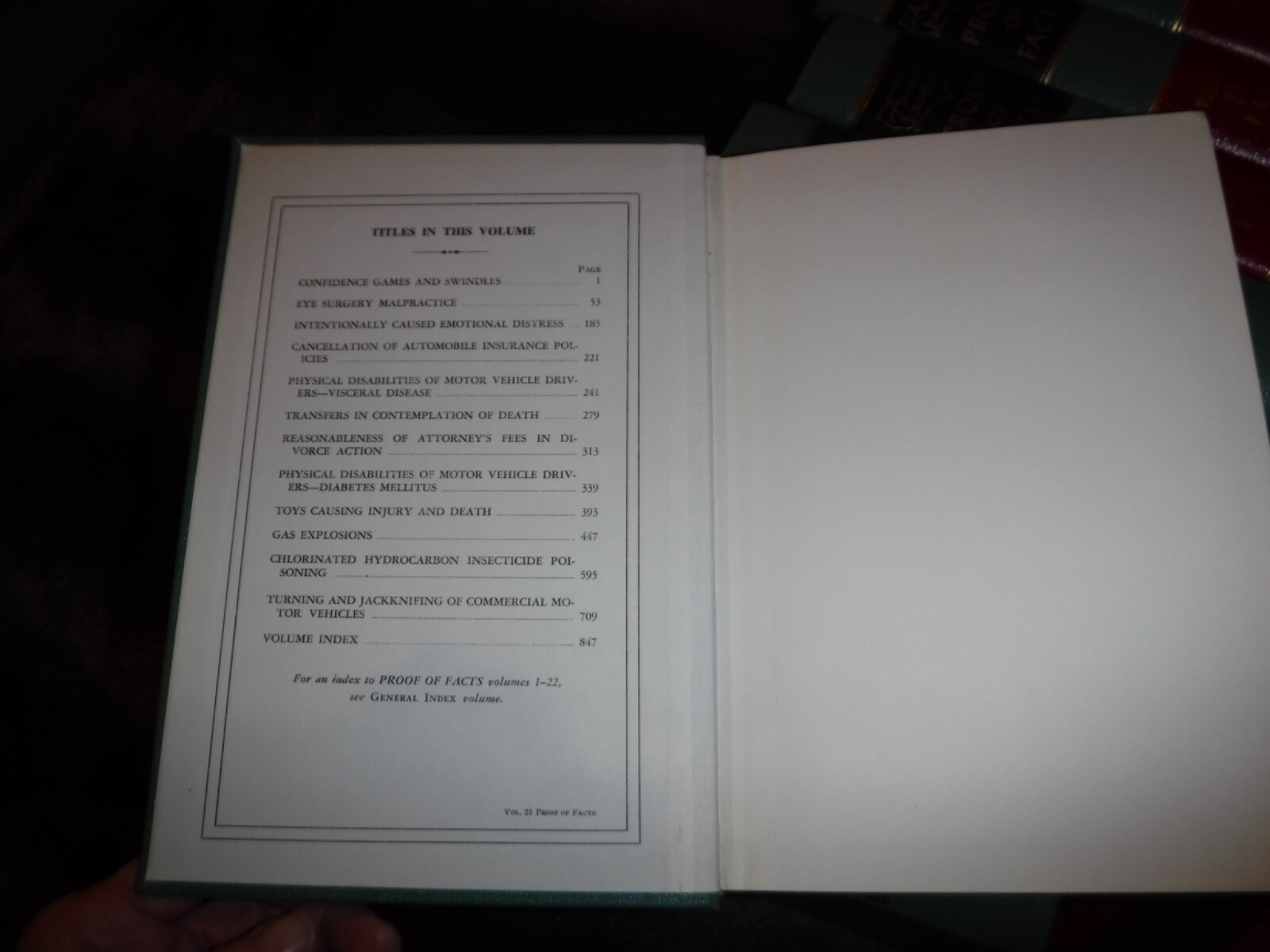 AMERICAN JURISPRUDENCE PROOF OF FACTS VOL 12 – 30 & INDEX : 20 LAW BOOKS
