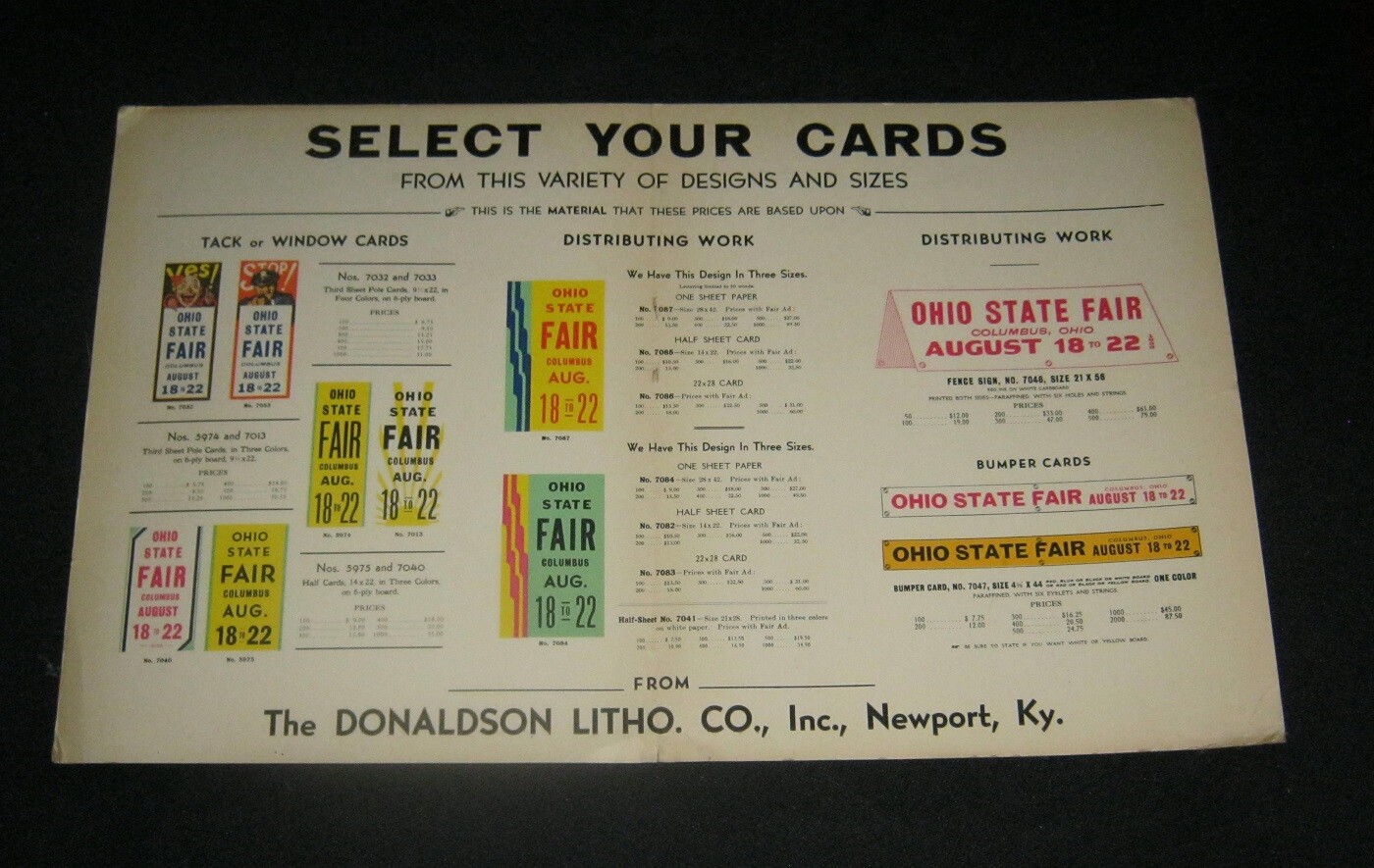 Orig 1930s Advertising Card DONALDSON LITHO CO NEWPORT KY Bleistein v. Donaldson