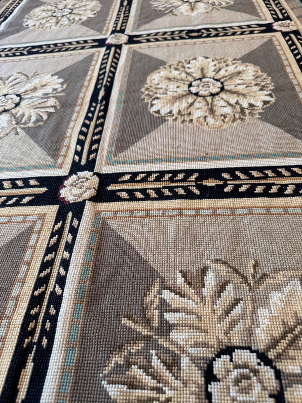 RARE Vtg Needlepoint Rug US SUPREME COURT Ceiling Inspiration 34.5 x 58 Inches