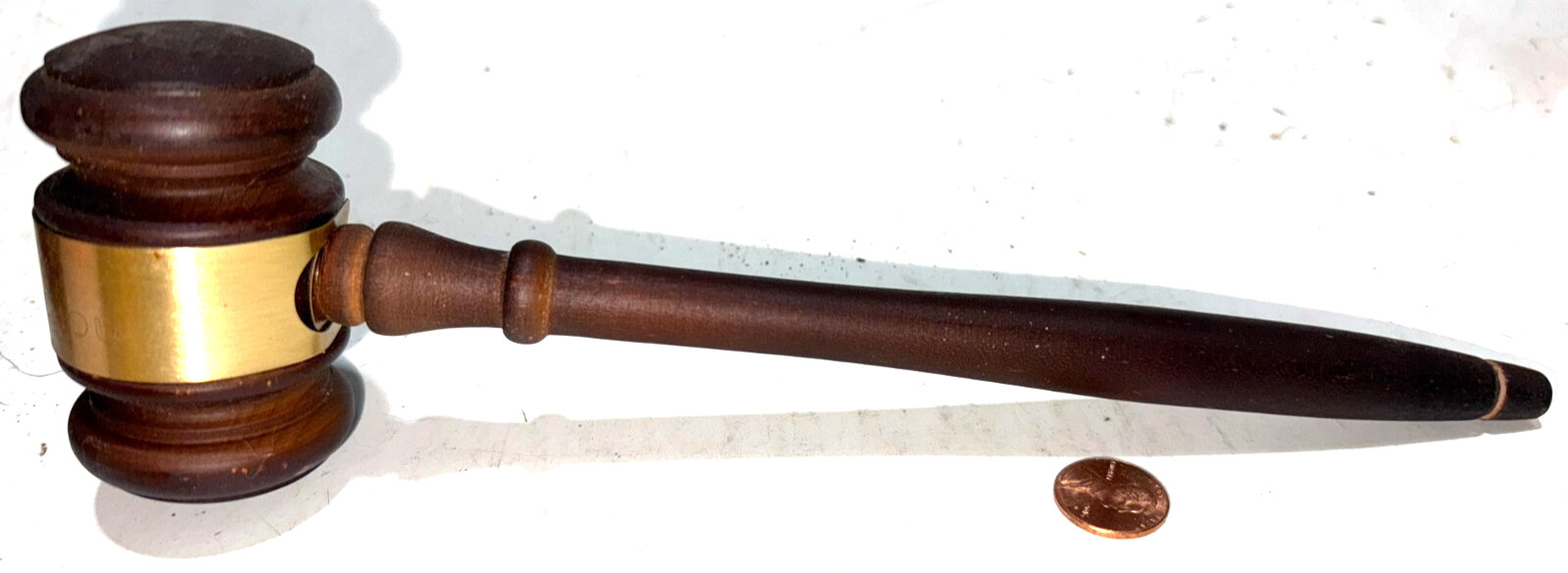 Wooden Gavel Metal Engraved Name Vintage «Colonel Schou» 10.25″ Long