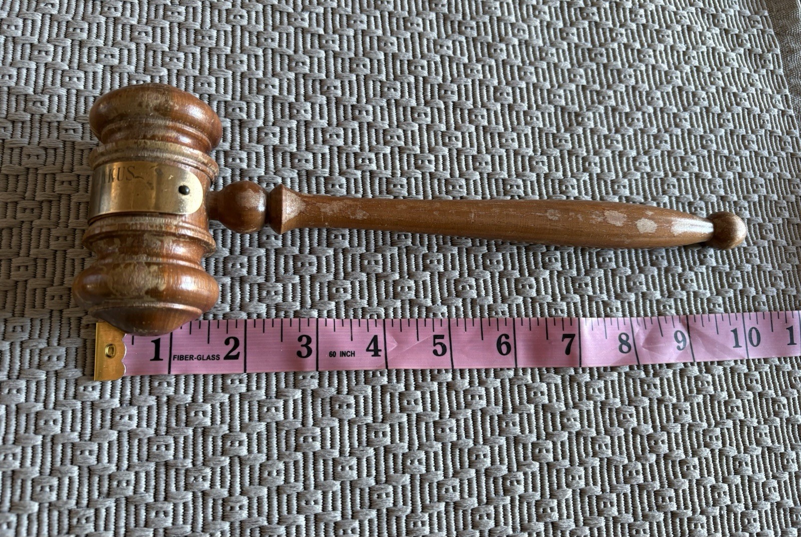 Wooden Vintage Gavel Judge Auctioneer 1944 w/ Brass Engraved Plaque lawyer court