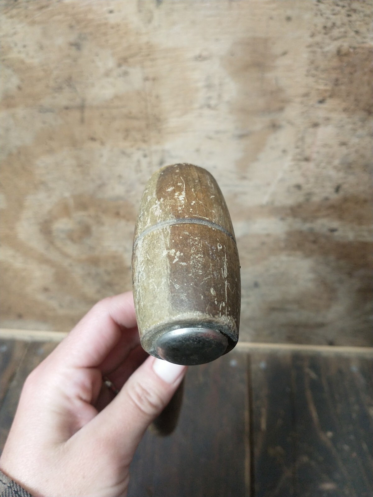 Vintage Judge Lawyer auctioneer Wood Metal tip Gavel Hammer mallet 9″