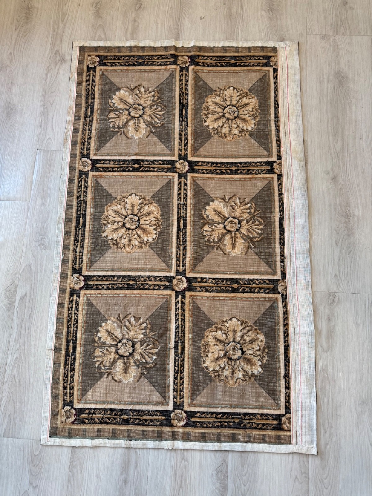 RARE Vtg Needlepoint Rug US SUPREME COURT Ceiling Inspiration 34.5 x 58 Inches