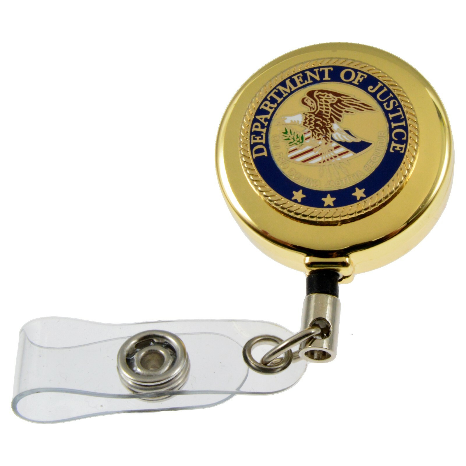 DOJ Justice Department Seal Retractable Security ID Card Holder Badge Reel