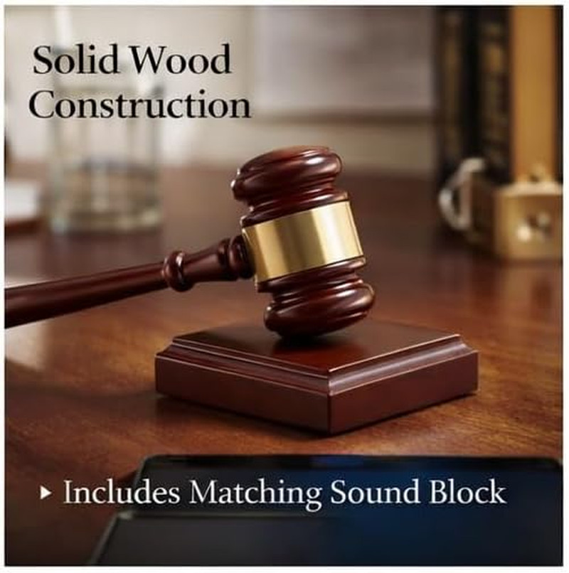 Wooden Gavel and Sound Block for Judge Lawyer Auction