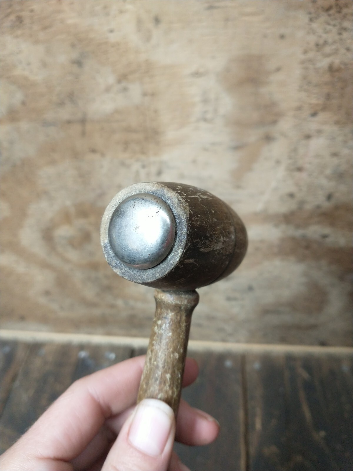 Vintage Judge Lawyer auctioneer Wood Metal tip Gavel Hammer mallet 9″