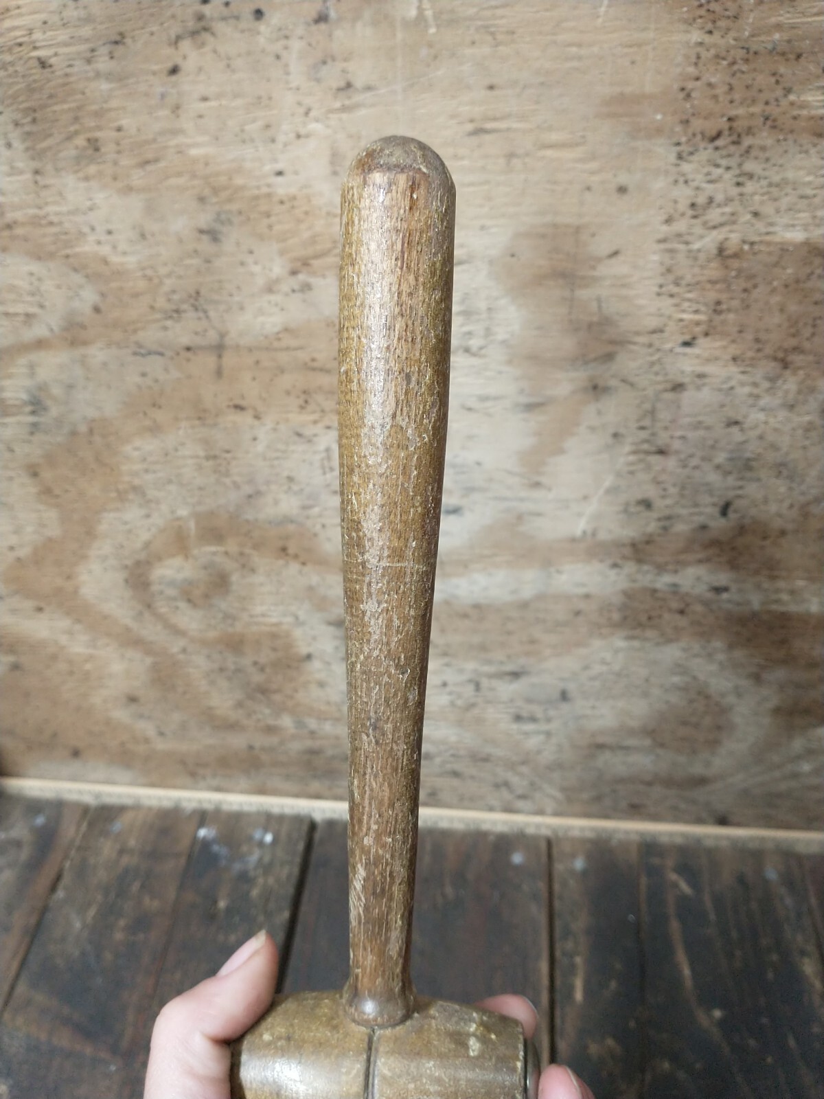 Vintage Judge Lawyer auctioneer Wood Metal tip Gavel Hammer mallet 9″