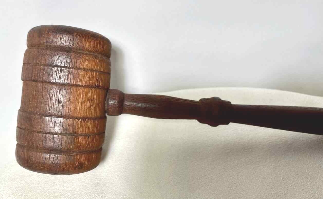 Vintage SOLID WOOD Wooden GAVEL 10” Long FRATERNAL Judge Lawyer Auctioneer USA