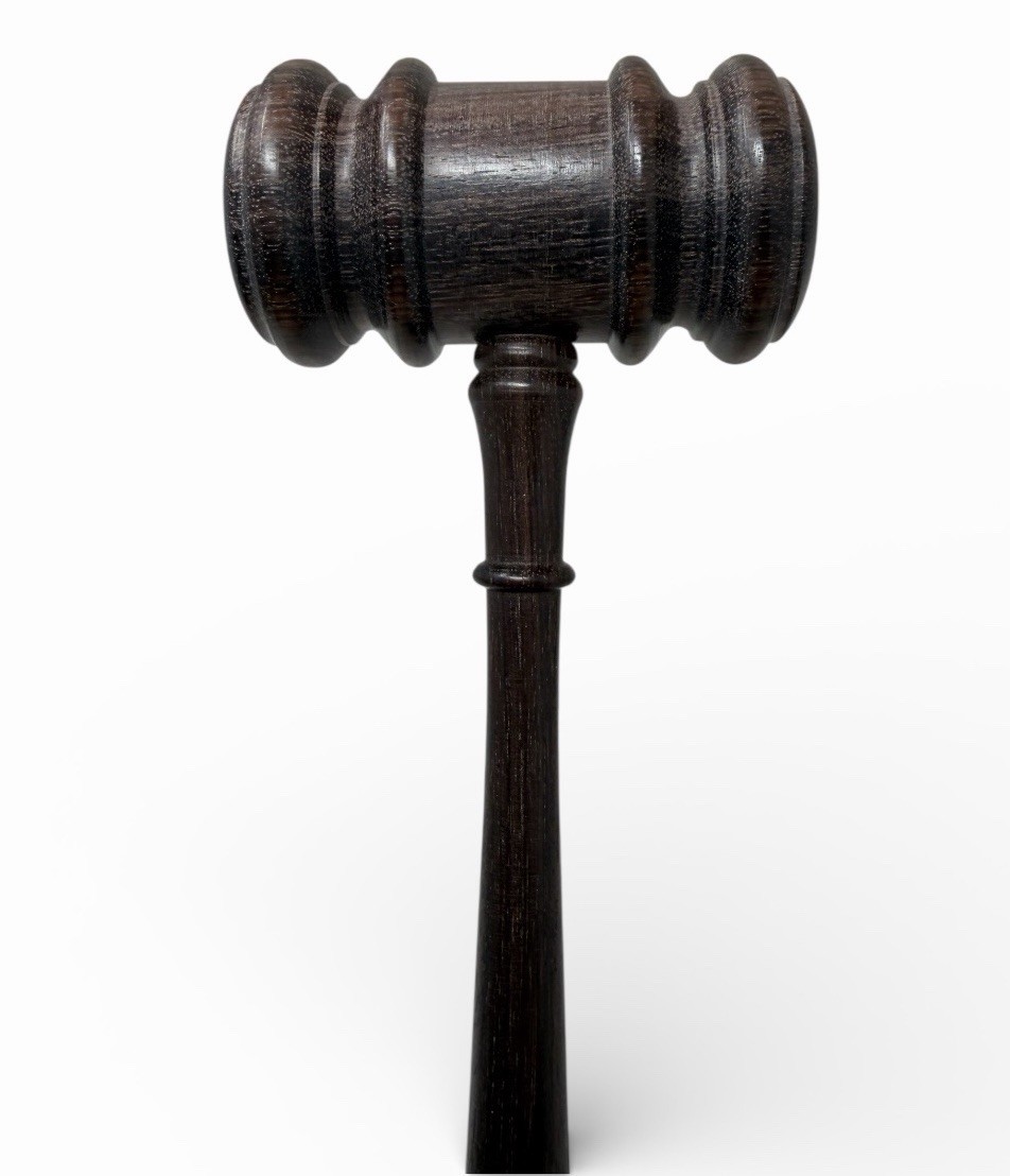 Vintage 1960s Rosewood Judge Auctioneer Gavel Courtroom 1-Piece Head No Band