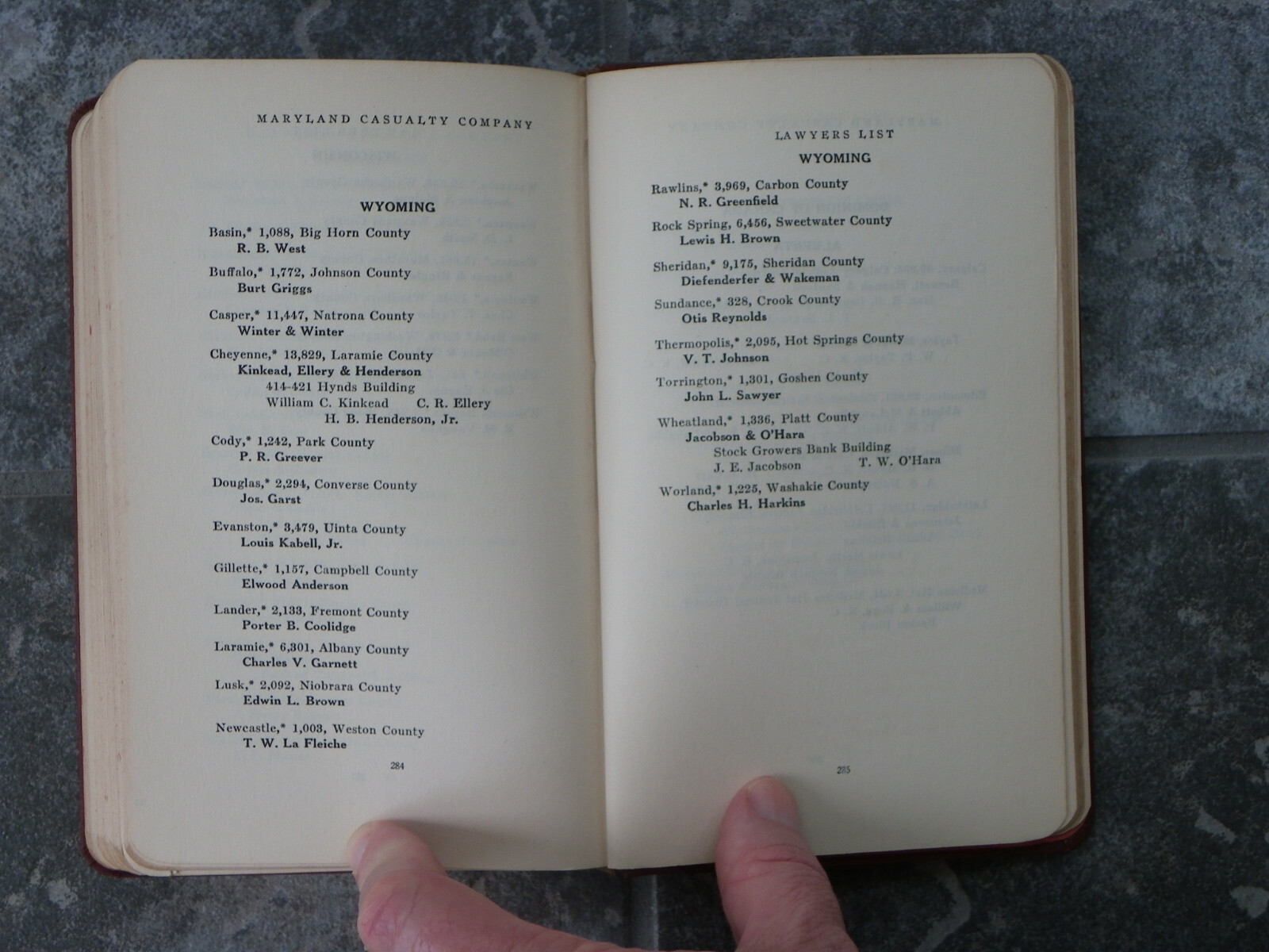 Maryland Casualty Company Lawyers List 1925 Annual-US & Canada Alpha by Town