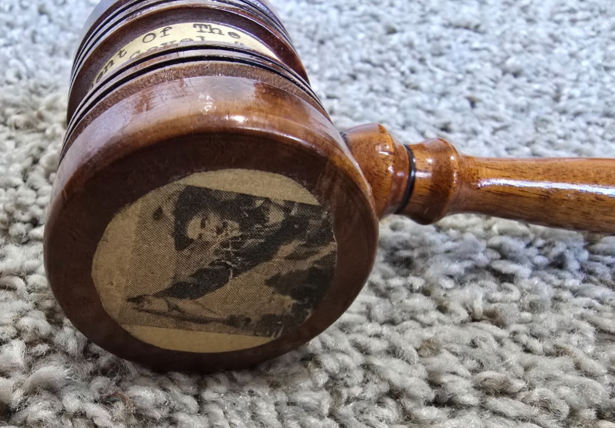 Old Vintage 1958 President Sportsman Club Wood Gavel from Blasier’s Hobby Shop