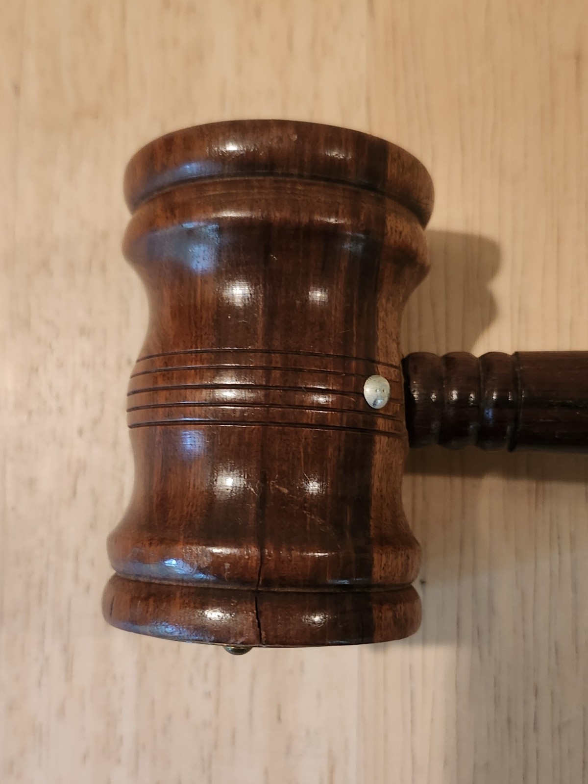 Vintage 12″ Hand Crafted Turned Wooden Gavel 2 Toned Head – FREE SHIPPING