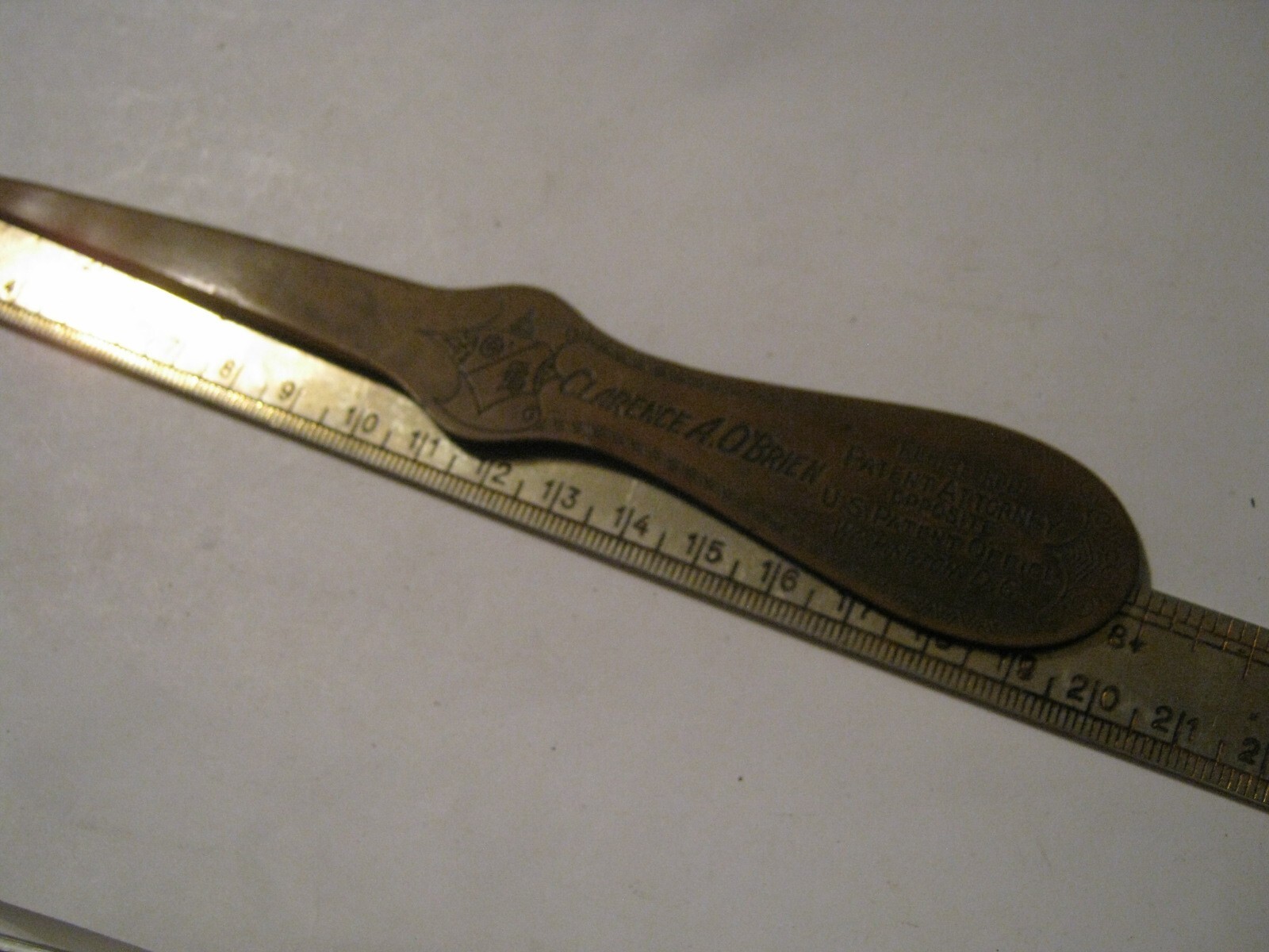 Bronze Letter Opener Clarence O’Brien, Patent Attorney Author, Active 1924-1943