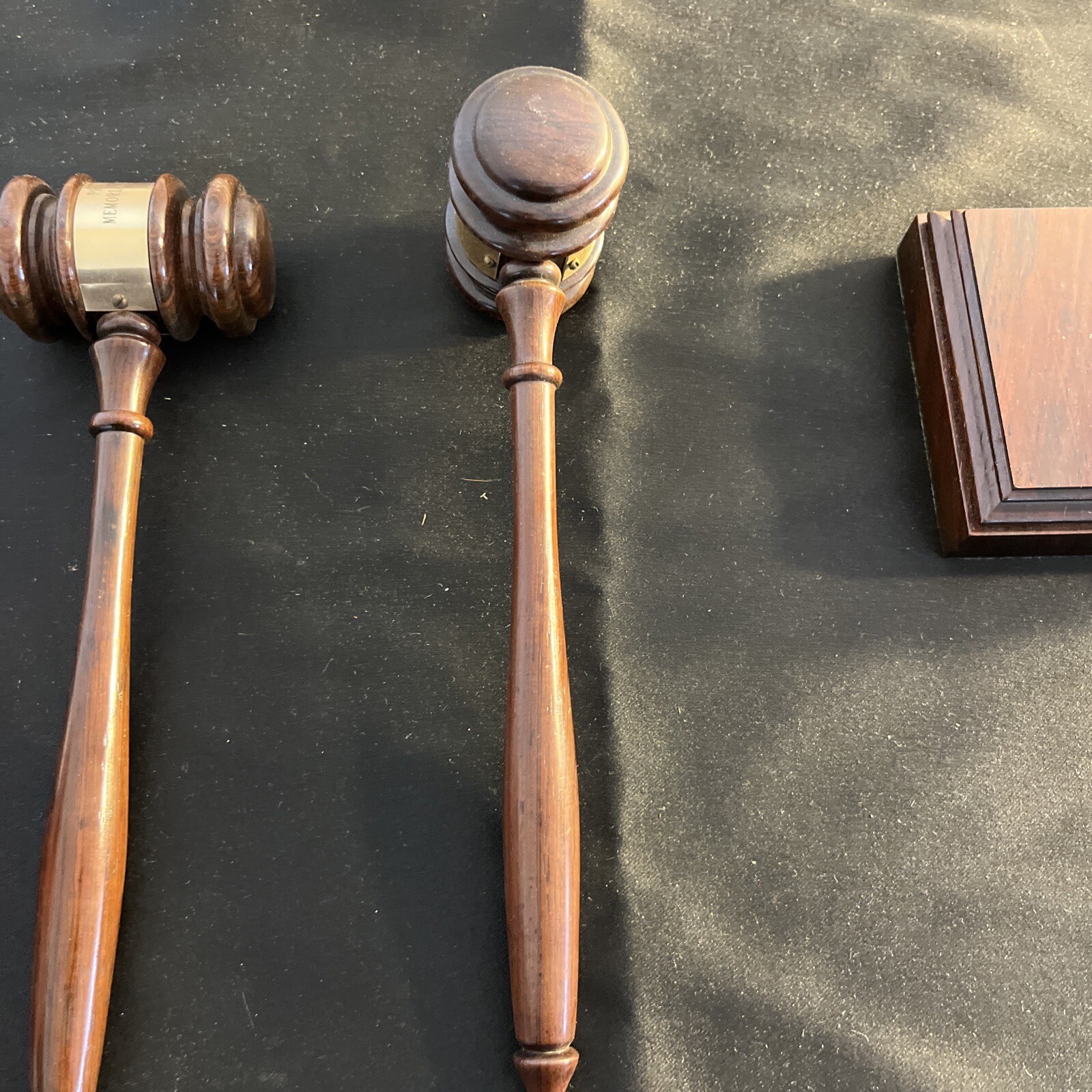 Pair Vintage Debate Team 1960s Wooden Authentic Gavel 10.5” With Base