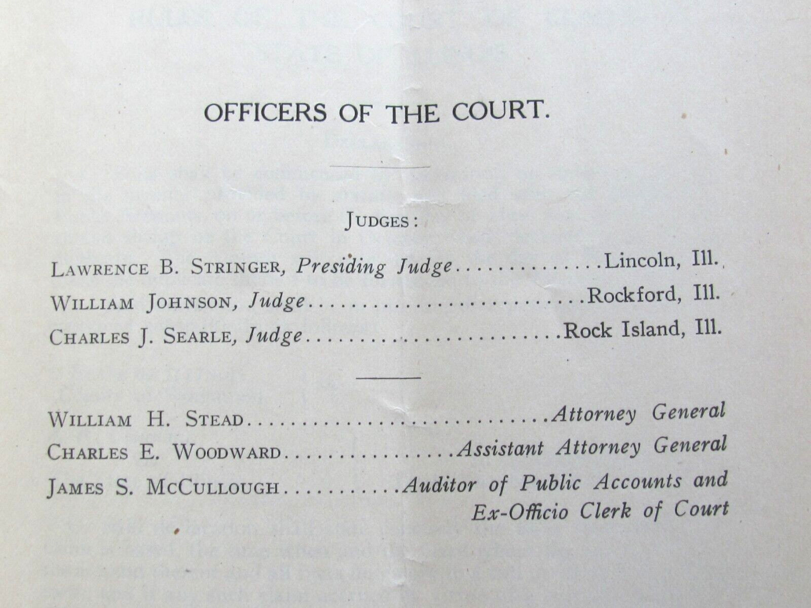 1906 BOOKLET RULES OF THE COURT OF CLAIMS STATE OF ILLINOIS