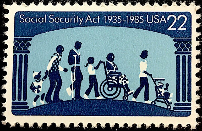 4 1935-1985 SOCIAL SECURITY ACT STAMPS: Unemployment Insurance, Law, Legislation
