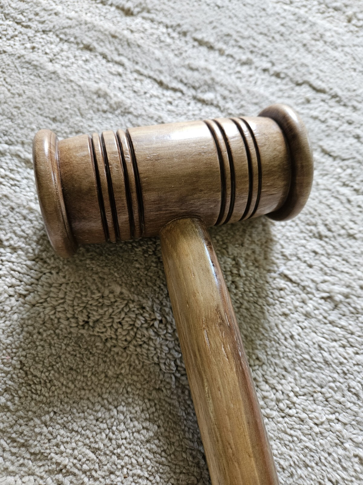 Original Hand Made Judge Court Gavel Round Ends Ridged Handke Well Made Clear