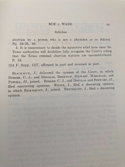 Original 1973 Landmark RARE Slip Opinion ROE v. WADE – Abortion US Supreme Court