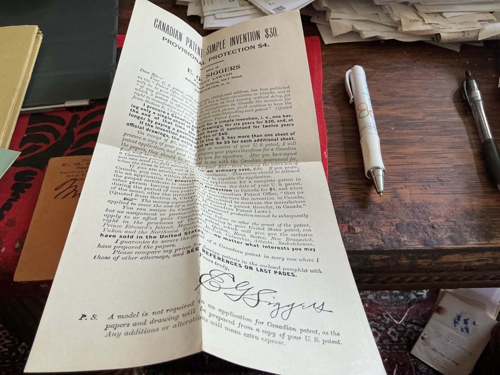 Patent Attorney E.G. Siggers 1910 Packet on International Patent Protection