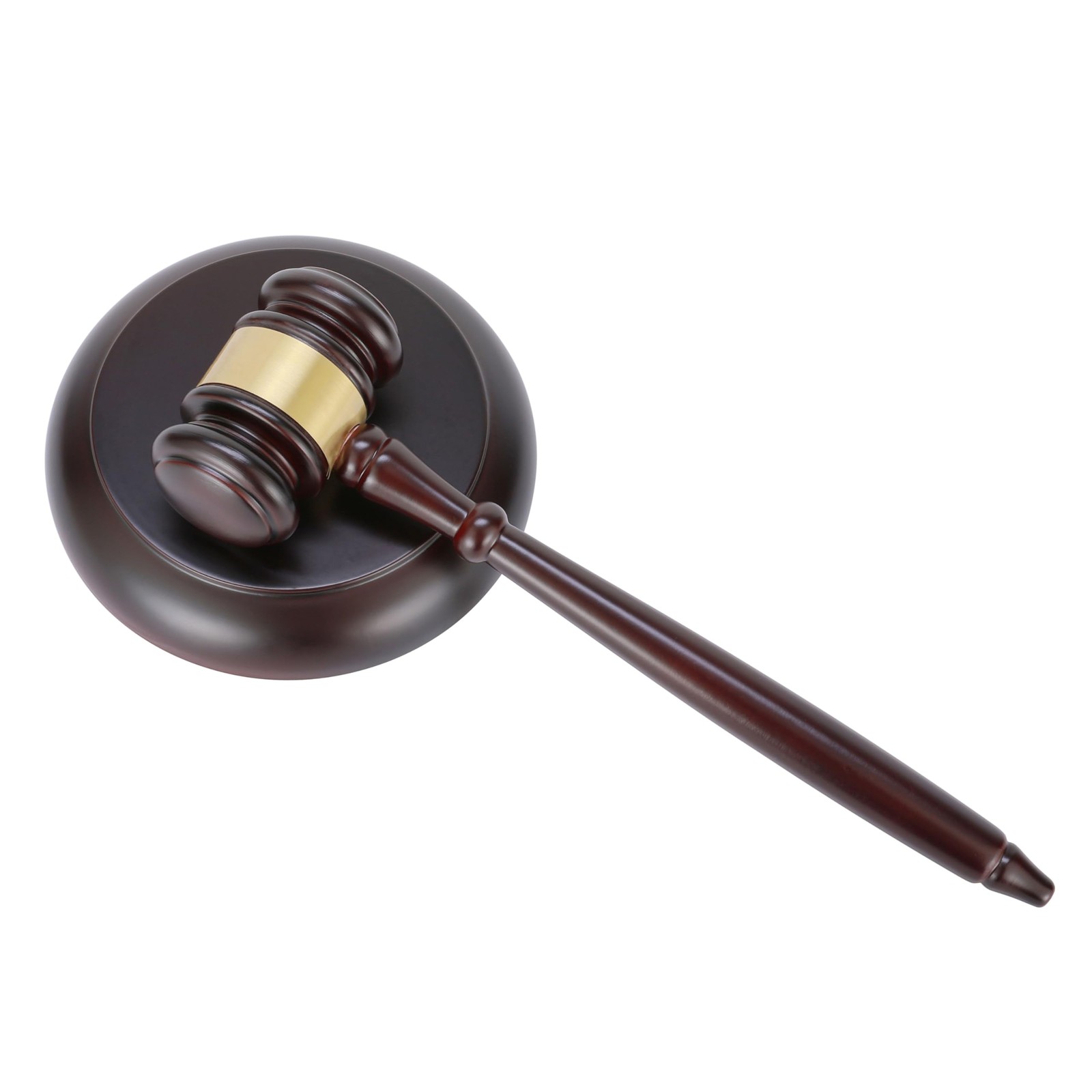 Judge Gavel And Sound Block Set, Wooden Court Auction Hammer, Brown
