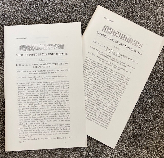 Original 1973 Landmark RARE Slip Opinion ROE v. WADE – Abortion US Supreme Court