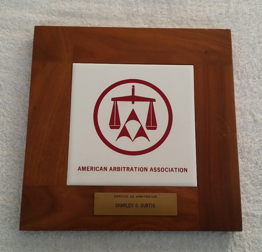Vintage American Arbitration Association Service Plaque Award Mediation Wood