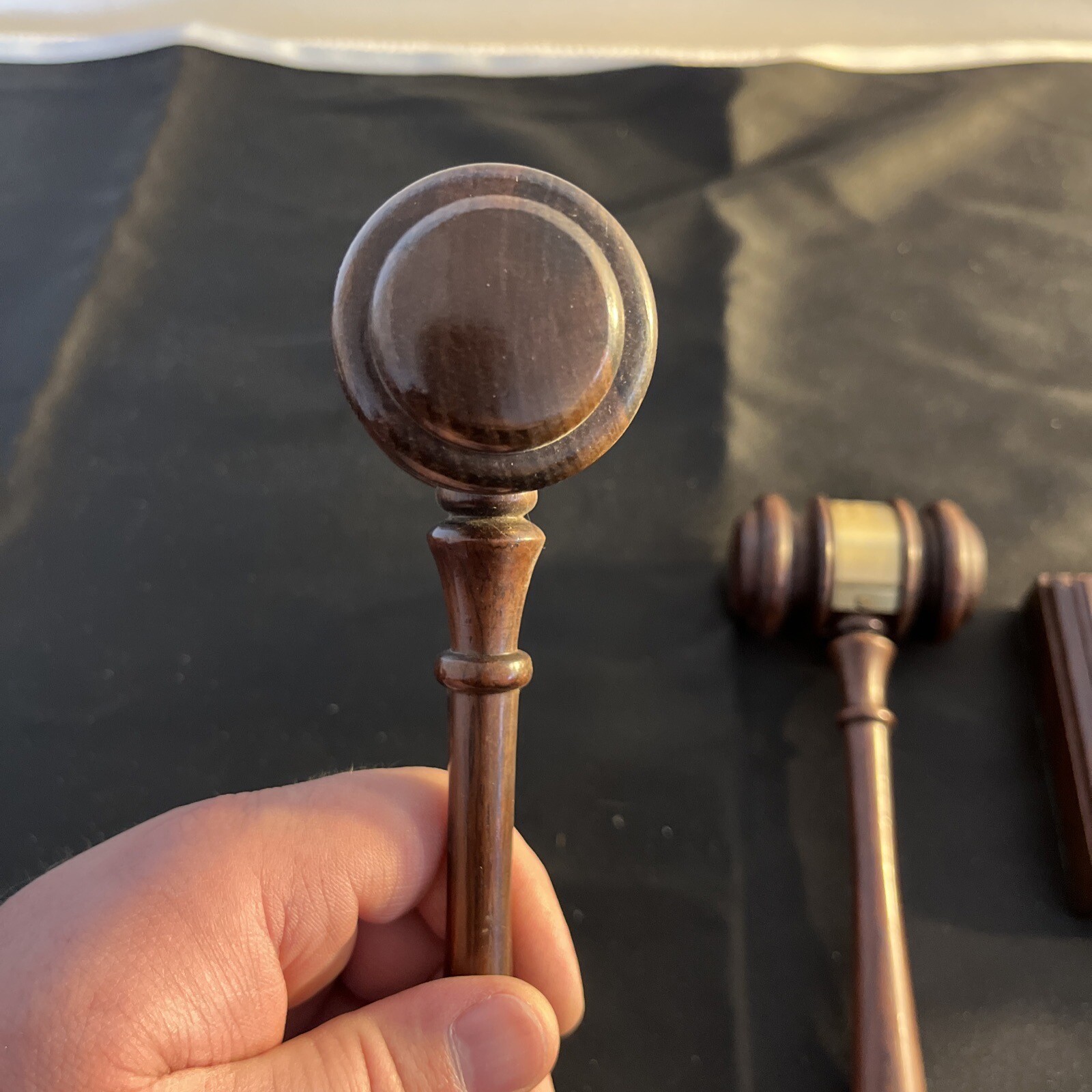 Pair Vintage Debate Team 1960s Wooden Authentic Gavel 10.5” With Base