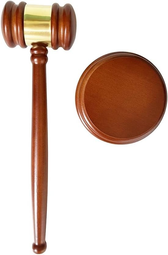 Sophisticated Wooden Gavel and Block – Authority for Board Meetings and Auctions