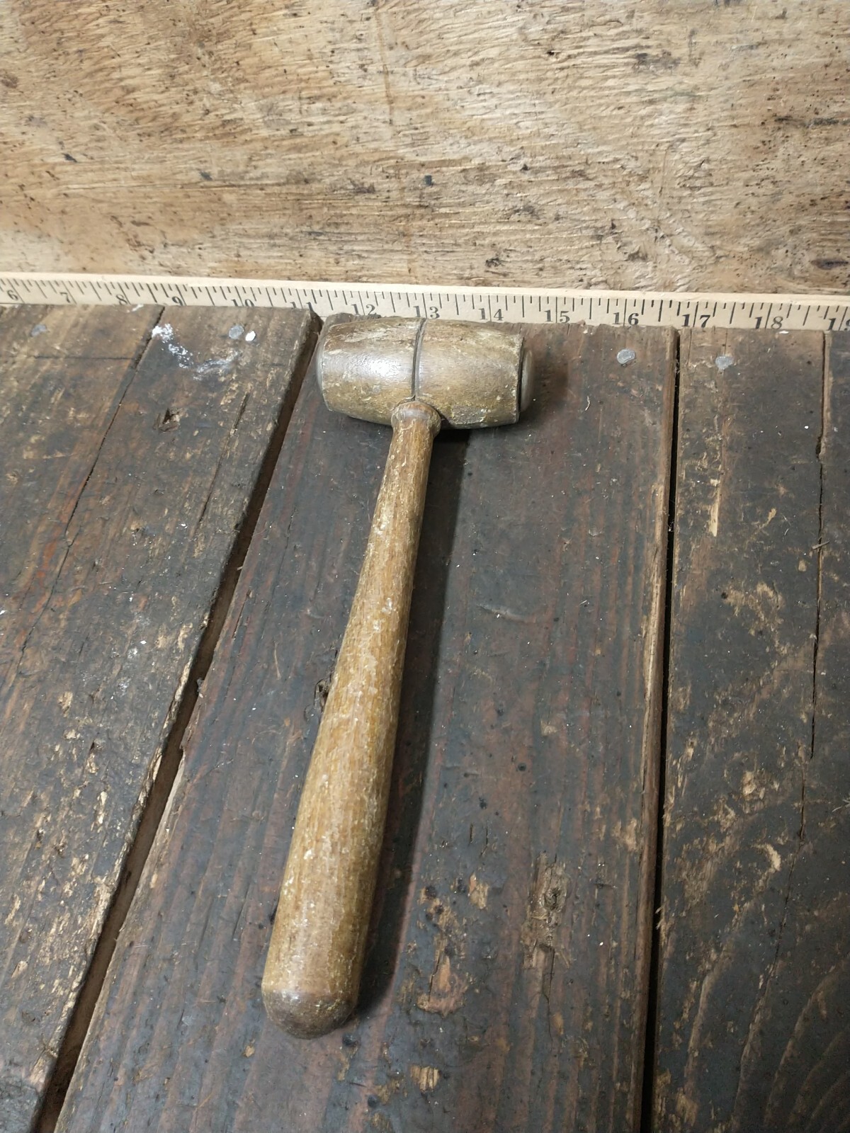 Vintage Judge Lawyer auctioneer Wood Metal tip Gavel Hammer mallet 9″