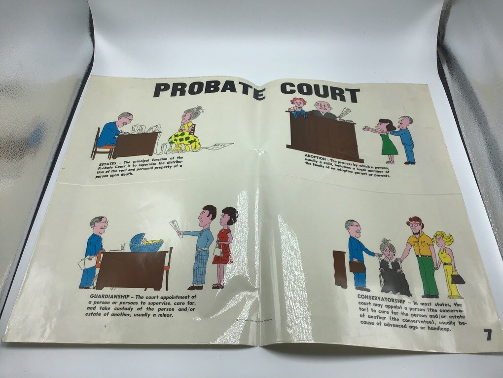 Original LAW Poster 1976 justice publications — PROBATE COURT —