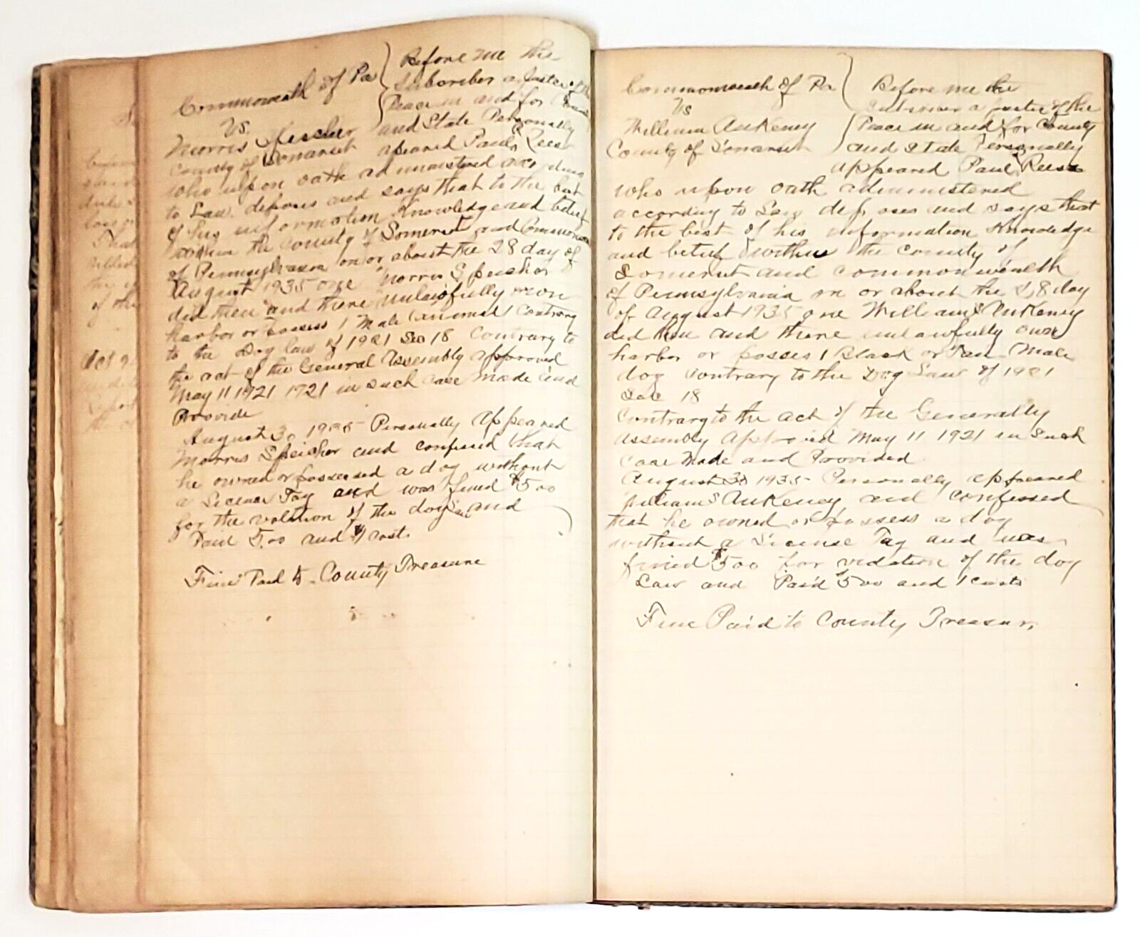 Antique 1860’s-1930’s Somerset County Pennsylvania Court Ledger
